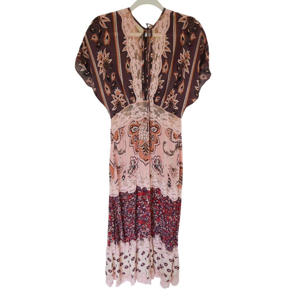 Farm Rio Glam Tapestry Lace Slip Midi Dress Size Small